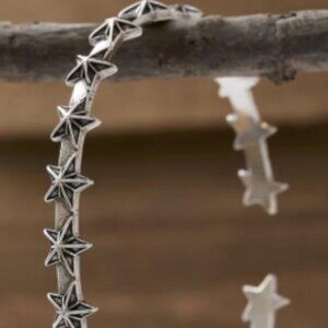 Handmade Vintage Silver Star Cuff Bracelet – Adjustable Brass in Vintage Silver
